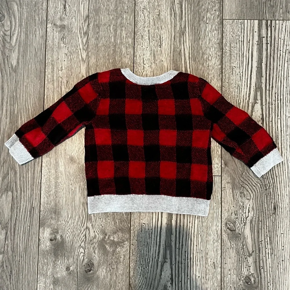 Baby Gap Boy’s Buffalo Check Plaid Knit Sweater Button Collar 6-12 Months